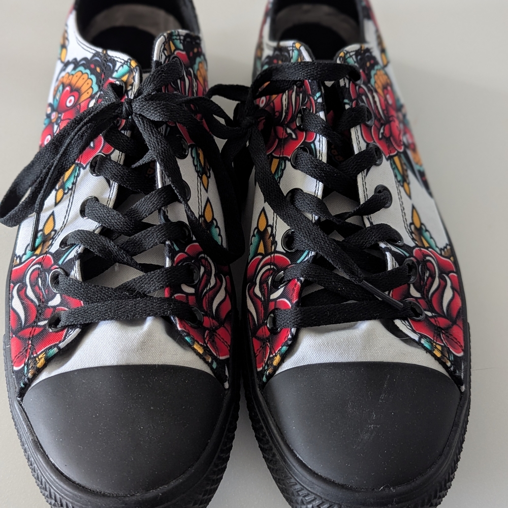 Vibrant Floral Lace-Up Sneakers